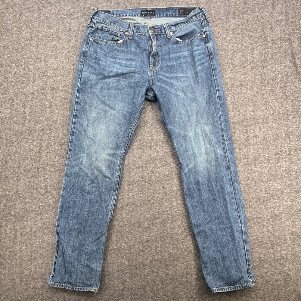 Bullhead Denim Co Slim Fit Medium Wash Blue Jeans W36  Mens Straight Leg